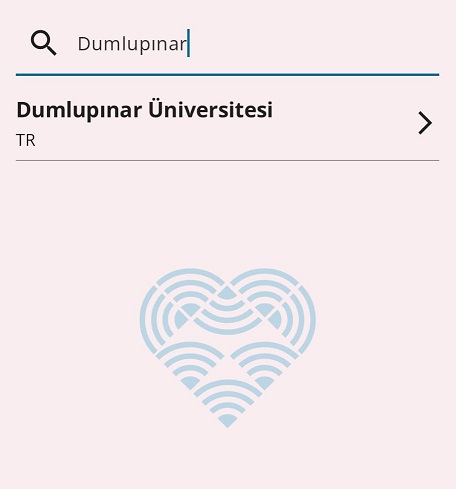 Geteduroam kurum arama ekranı