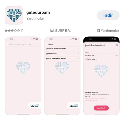 App Store geteduroam uygulaması indirme ekranı