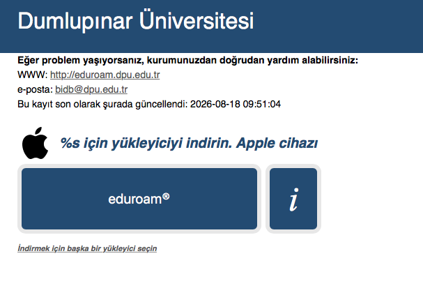 CAT Eduroam kurum arama ekranı