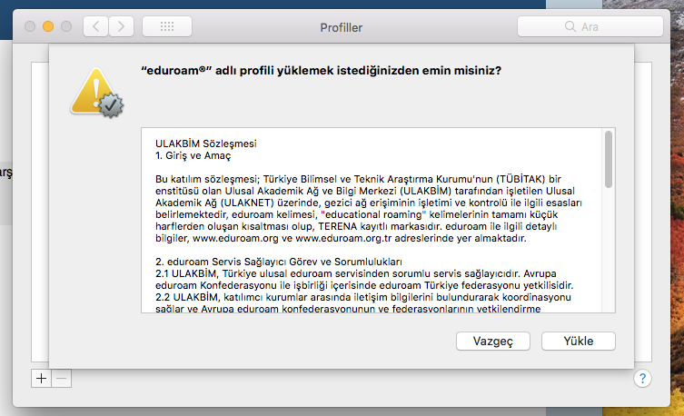 MacOS eduroam kullanıcı adı ve parola ekranı
