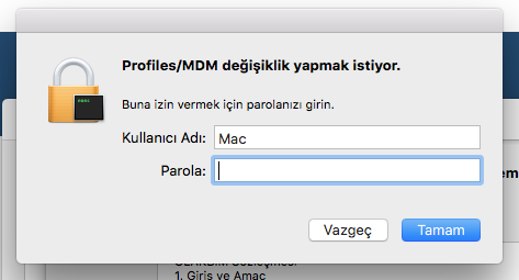 MacOS eduroam profil yükleme onayı ekranı